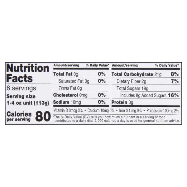 Musselman’s Caramel Apple Sauce Cups, 6 pack, 4 oz. Nutrition Information