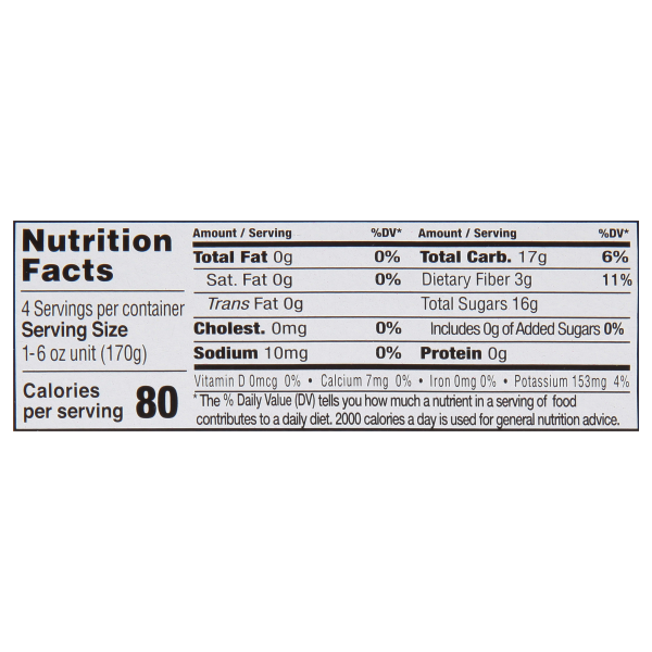 Musselman’s No Sugar Added Cinnamon Apple Sauce Big Cups, 4 pack, 6 oz. Nutrition Information