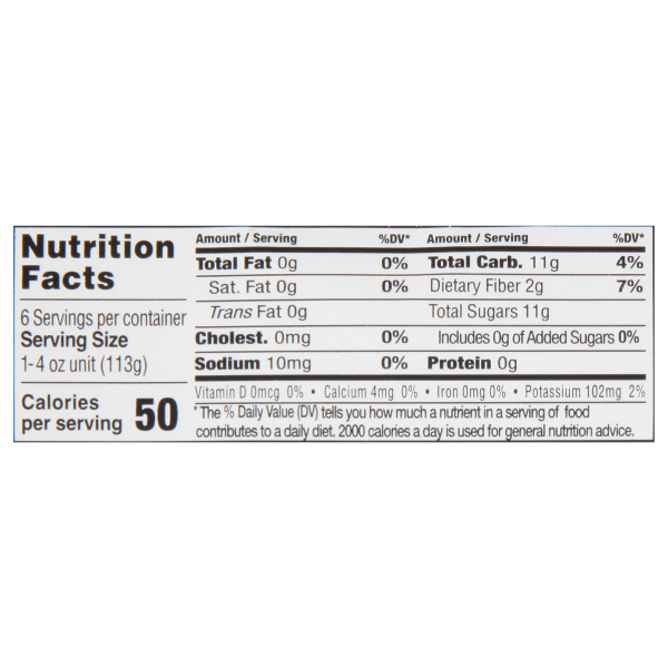 Musselman’s No Sugar Added Cinnamon Apple Sauce Cups, 6 pack, 4 oz. Nutrition Information