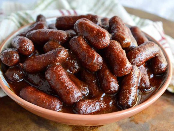 Slow Cooker Sweet Apple BBQ Sausage Smokies