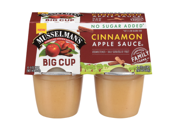 Musselman’s No Sugar Added Cinnamon Apple Sauce Big Cups, 4 pack, 6 oz.