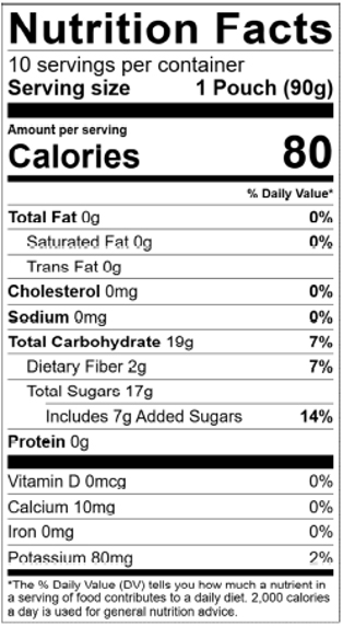 Watermelon Applesauce Pouches Nutrition Information