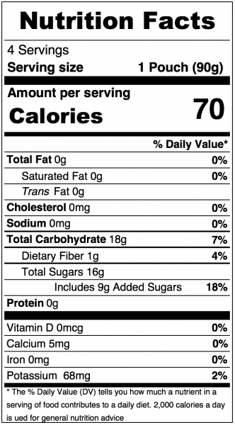 Musselman’s Honey Cinnamon Apple Sauce, Squeezables Nutrition Information