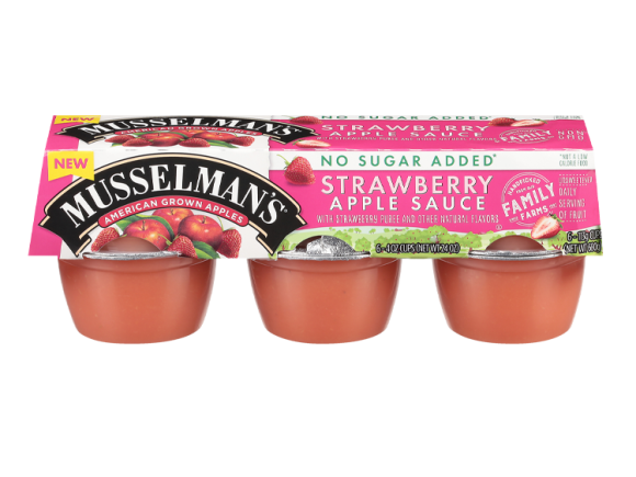 Musselman’s No Sugar Added Strawberry Apple Sauce Cups, 6 pack, 4 oz.