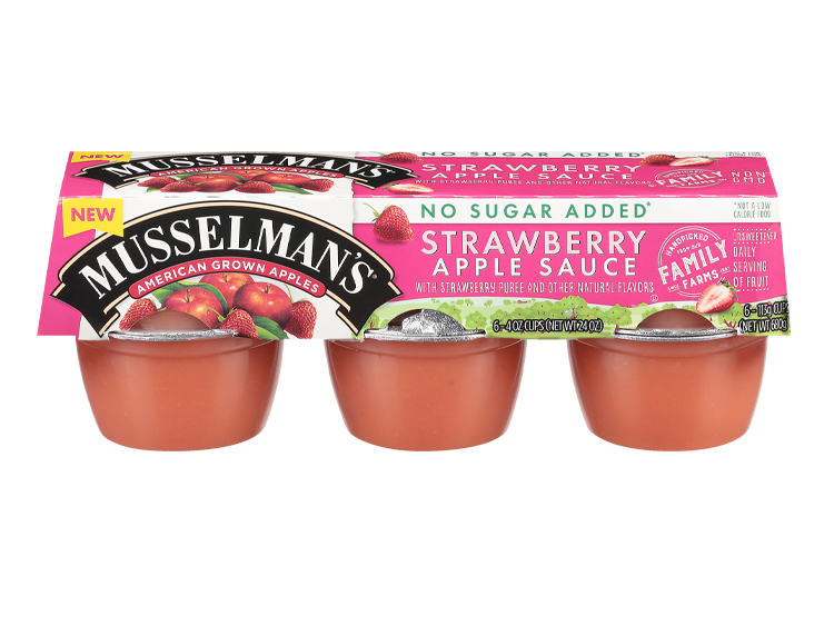 Musselman’s No Sugar Added Strawberry Apple Sauce Cups, 6 pack, 4 oz.