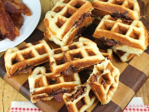 Apple Butter and Bacon Stuffed Waffles