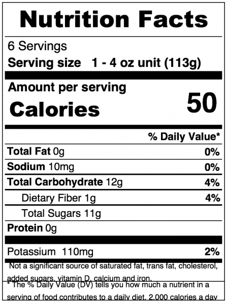 Musselman's Lite Cinnamon Apple Sauce, 6 pack 4 oz. Cups Nutrition Information