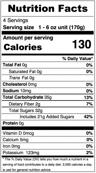 Musselman's Original Apple Sauce, Big Cup 4 pack 6 oz. Cups Nutrition Information