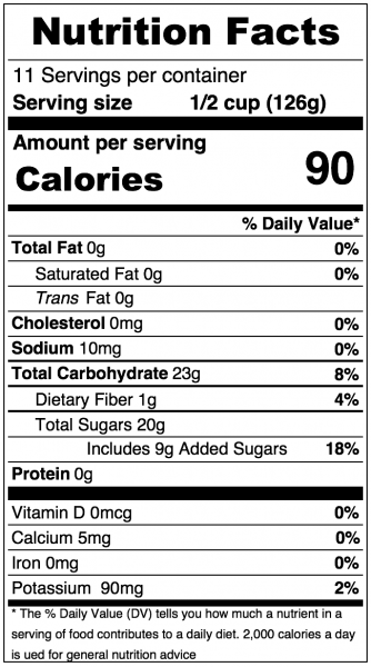 Musselman's Original Apple Sauce, 48 oz. Nutrition Information