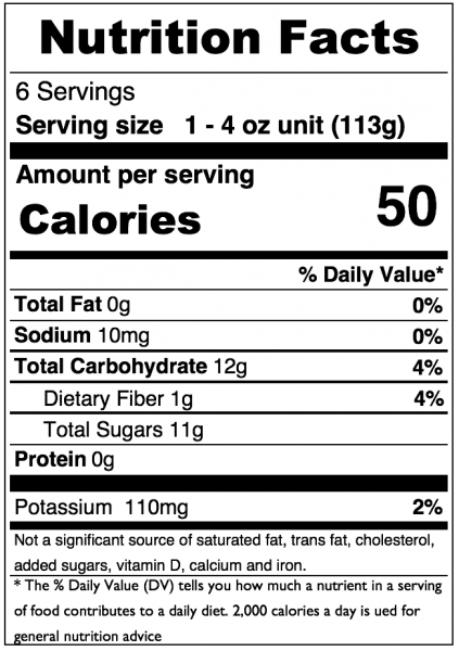 Musselman's Unsweetened Apple Sauce, 6 pack 4 oz. Cups Nutrition Information