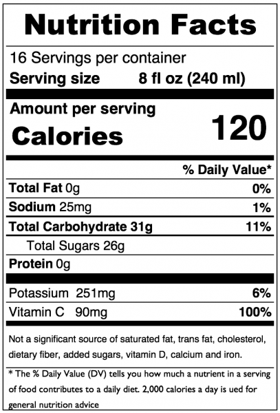 Musselman's Premium Apple Juice, 128 oz. Nutrition Information